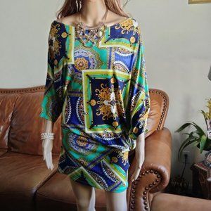 TUNIC Asymmetrical Stretch Mini Green Dress Size S